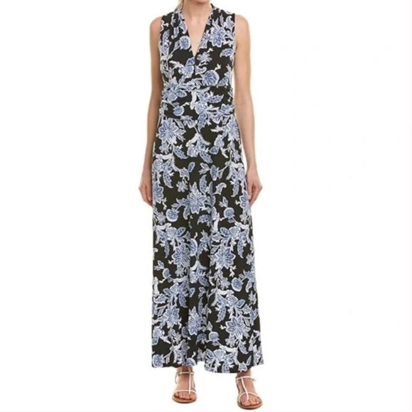 Vince Camuto Woodblock Halter Floral Maxi Dress - Picture 1 of 6